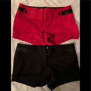 G by guess red/black shorts and denim juicy shorts